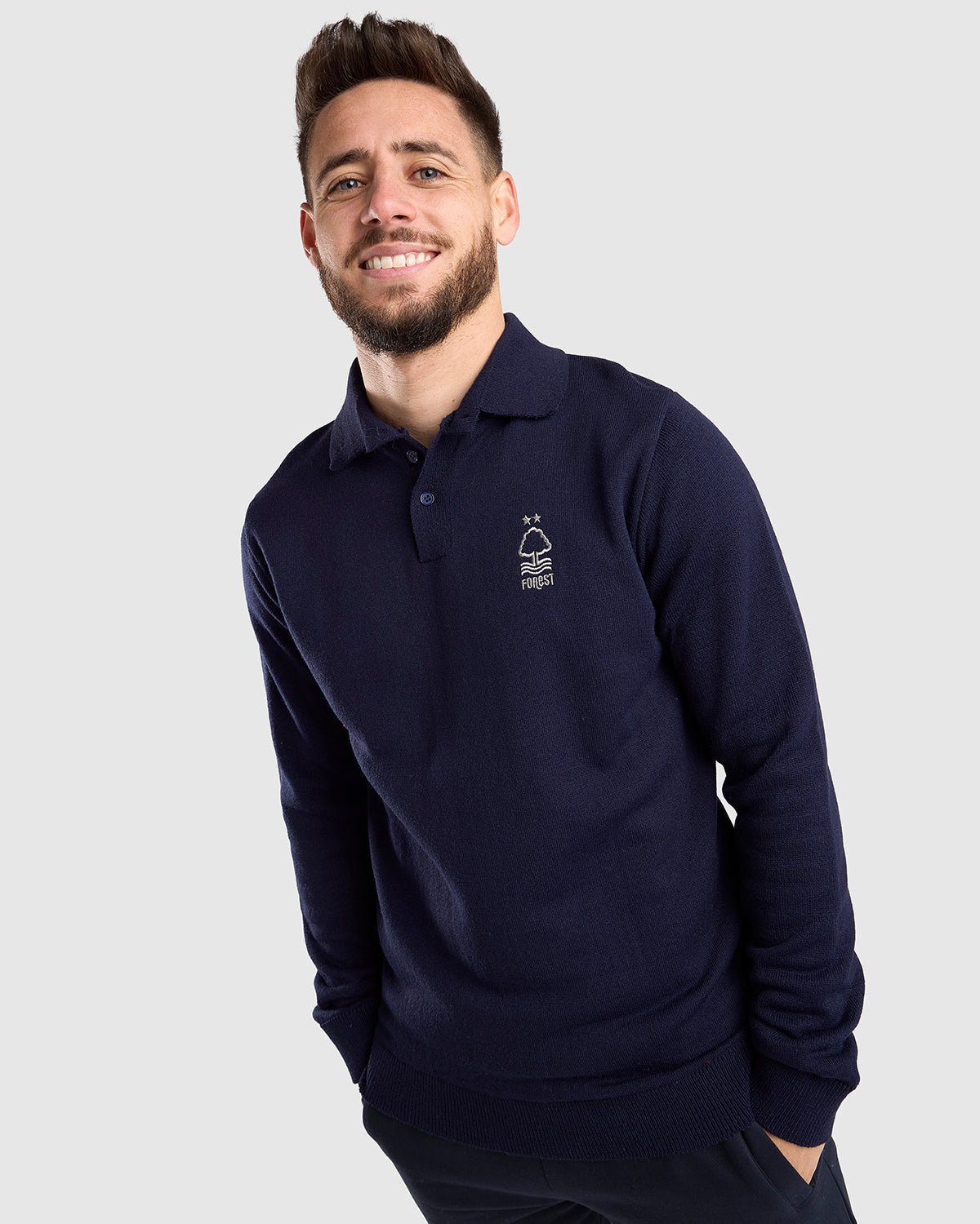 NFFC Navy Essential Knit Longsleeve Polo