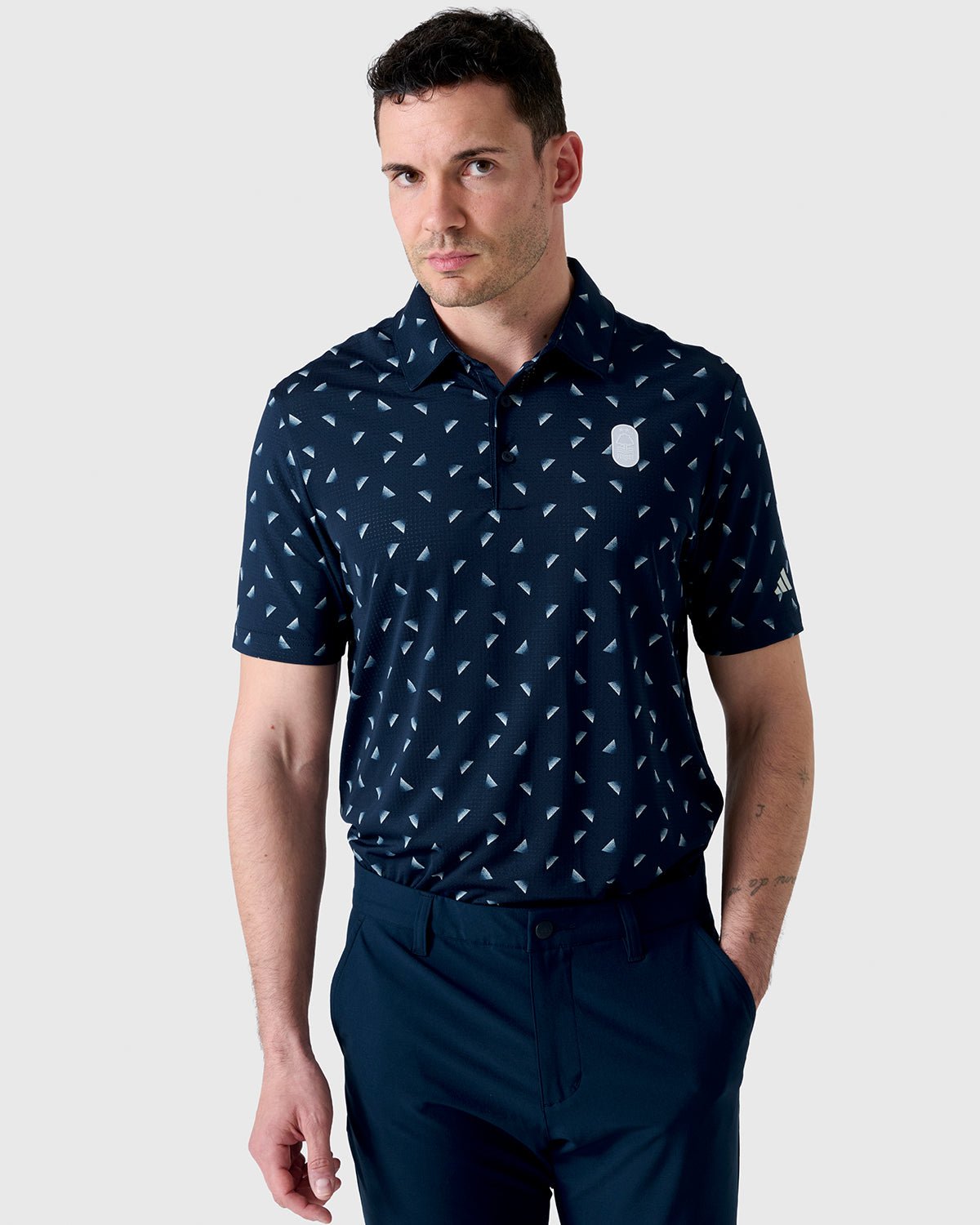 NFFC Adidas Golf Ultimate365 Navy Printed Mesh Polo
