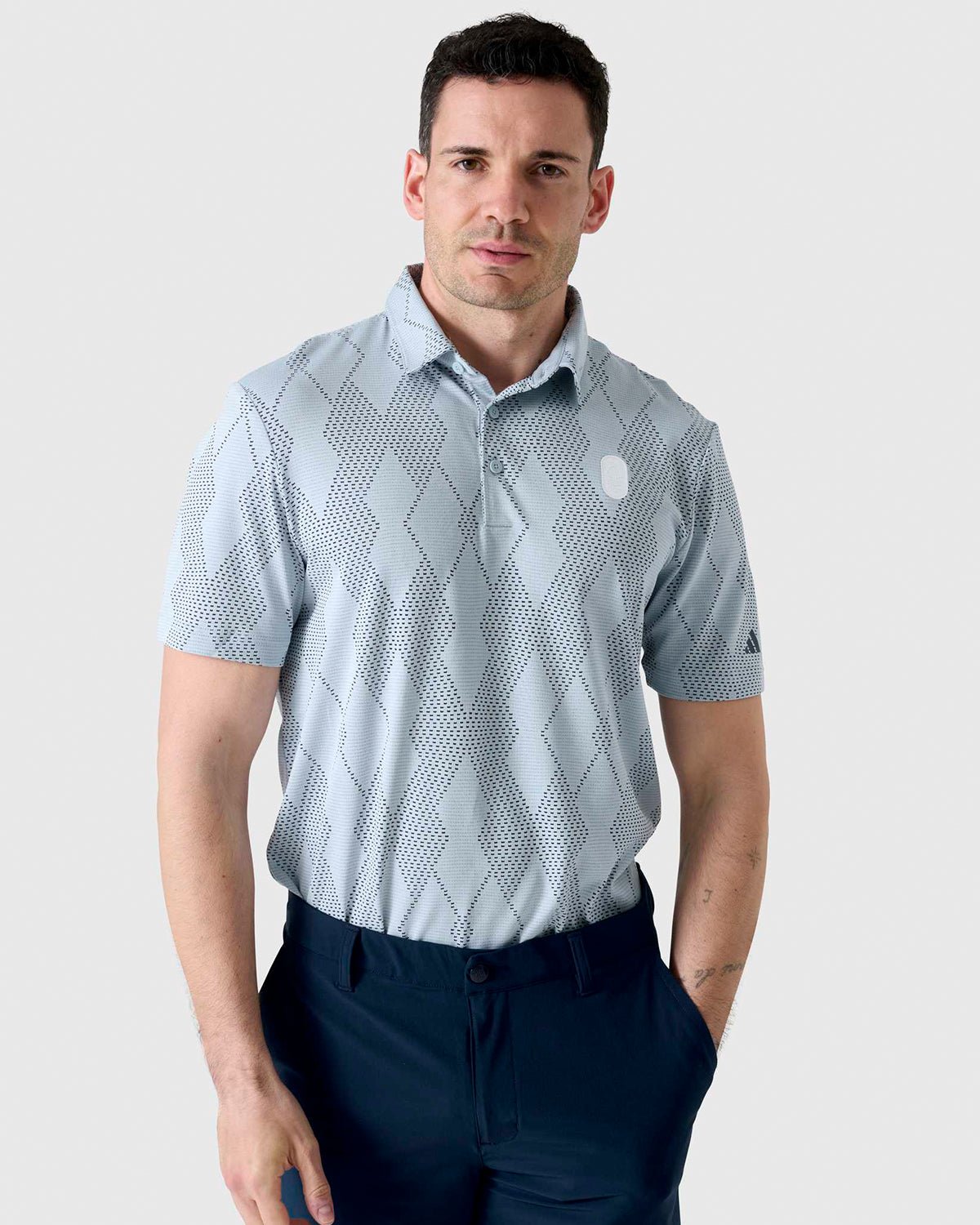 NFFC Adidas Golf Ultimate365 Blue Micro Textured Polo