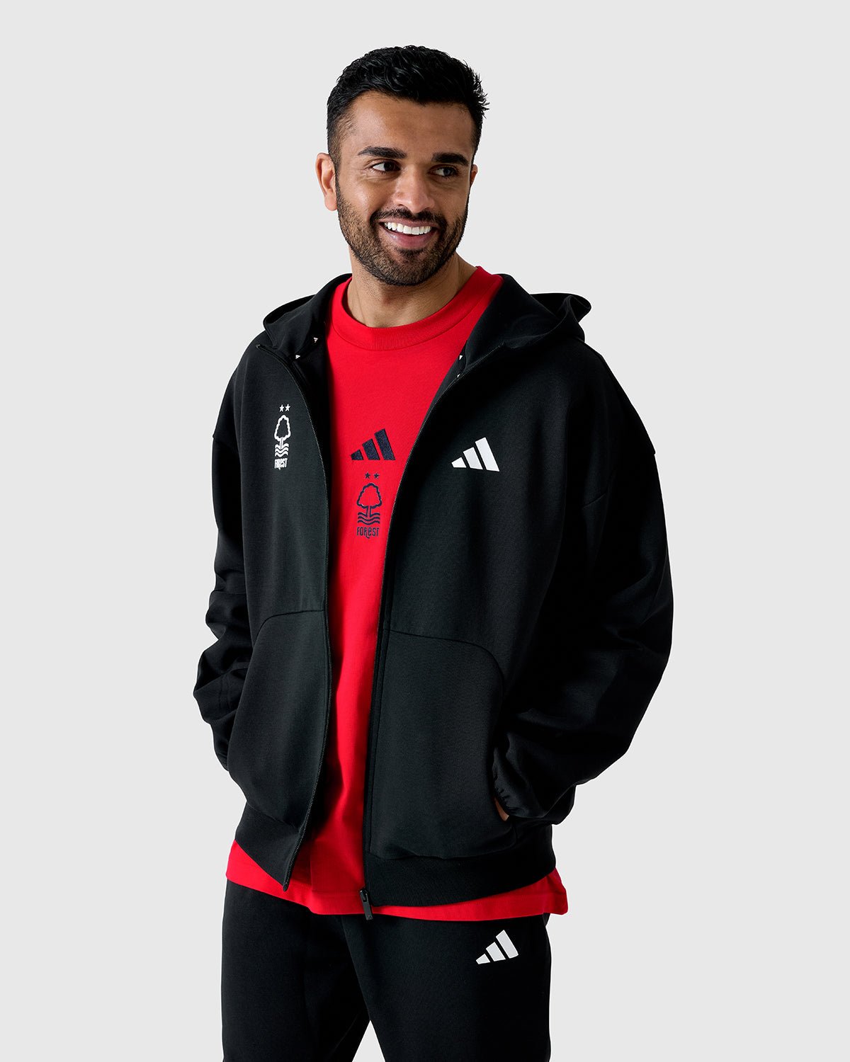 NFFC Adidas Future Icons Small Logo Black Full Zip Hoodie