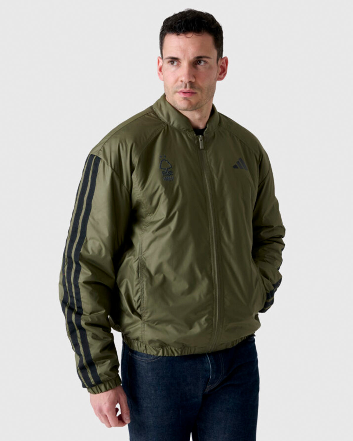 NFFC Adidas 3-Stripe Olive Bomber Jacket